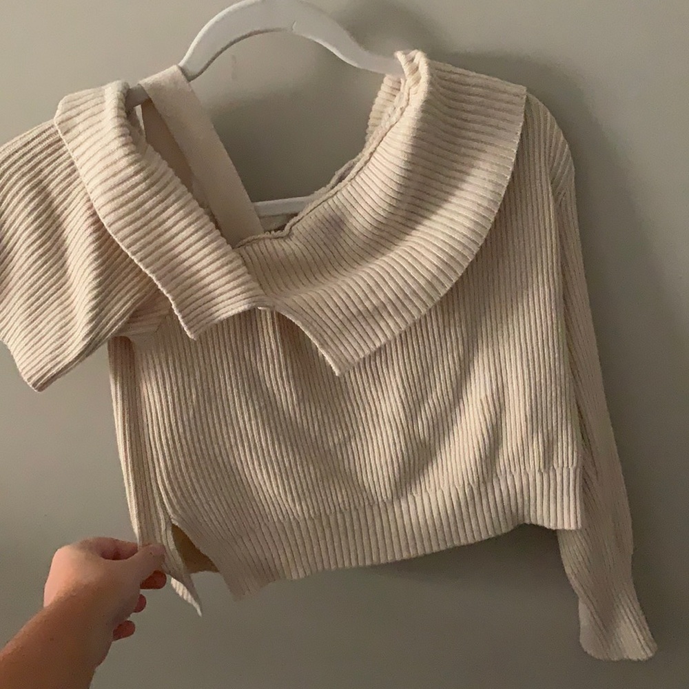 Cropped asymmetrical sweater